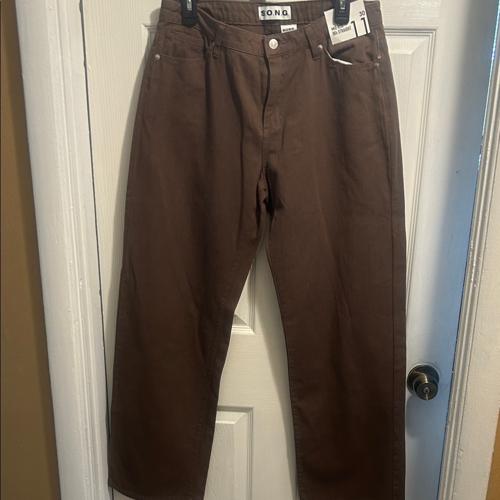 SONG Women's Brown Straight Leg Jeans
